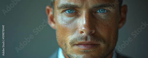 close up portrait of a middle aged man in his 30s 40s 