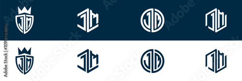 Typography JM MJ letter logo design