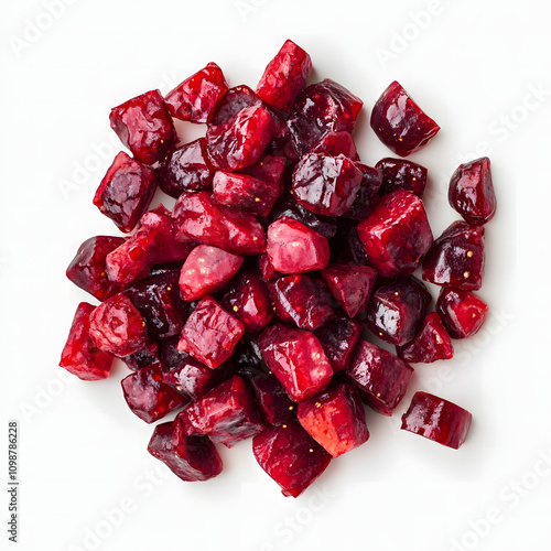 Close up shot of a chopped Mulberry fruit on a white background photo