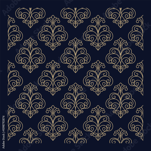 Damask seamless pattern. floral decoration ornament, Vintage style
