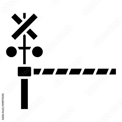  Railroad crossing gate glyph solid icon