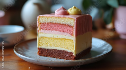 Homemade battenberg cake photo