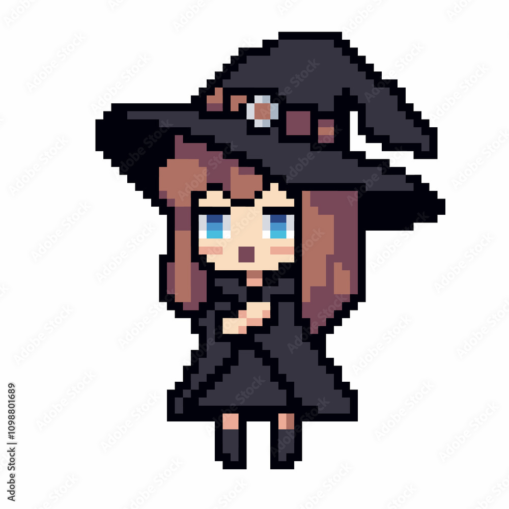 Fototapeta premium Pixel art cute witch