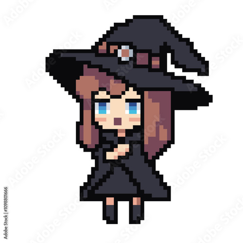 Pixel art cute witch