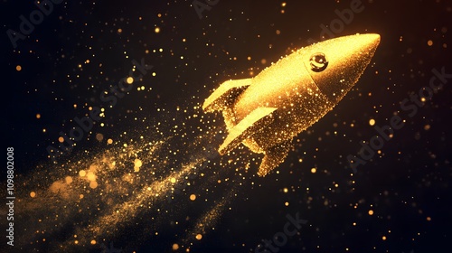 Rocket glitter yellow shape.