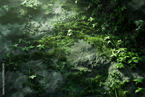 Moss and Stone, Texture background, vibrant greens, natural growth, and rustic patterns, high-resolution close-up, 4K