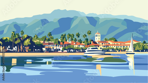 Santa Barbara Skyline with Mountain Backdrop.eps