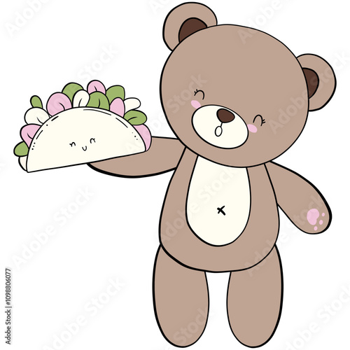 Teddy Bear Holding Cute Taco