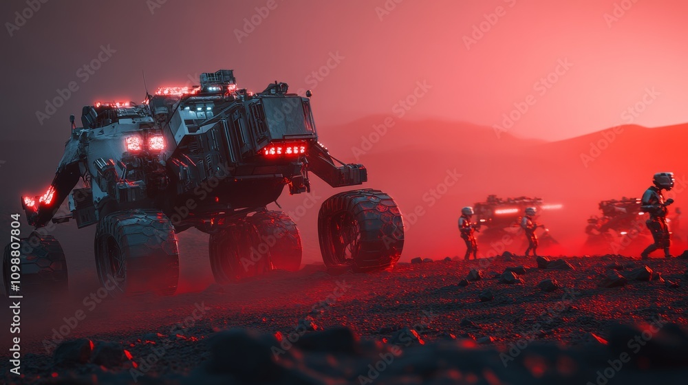Fototapeta premium Mars Rover Exploration: Futuristic Mission