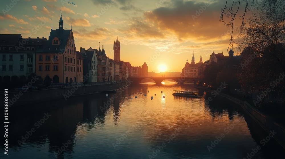 Fototapeta premium Old Town of Wroclaw at sunset