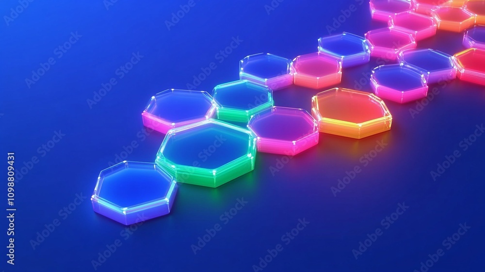 Obraz premium 3D Render of Glowing Hexagonal Network for Financial Patterns