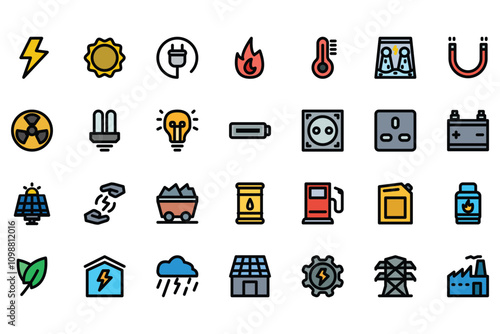 energy icon set for your web design