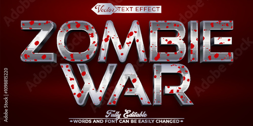 Red Zombie War Creature Vector Editable Text Effect Template