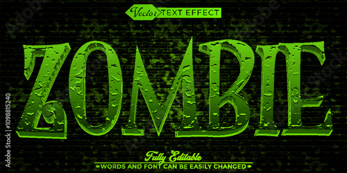 Green Zombie Creature Vector Editable Text Effect Template