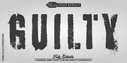 Black Guilty Vector Editable Text Effect Template