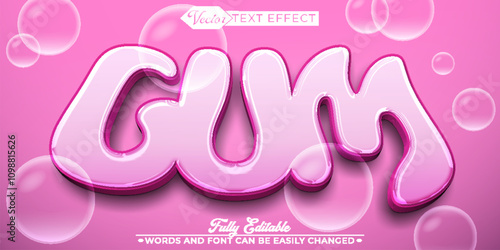 Cartoon Bubblegum Vector Editable Text Effect Template