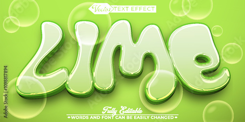 Cartoon Green Lime Vector Editable Text Effect Template