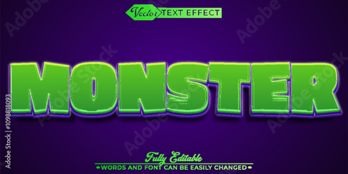 Cartoon Monster Vector Editable Text Effect Template