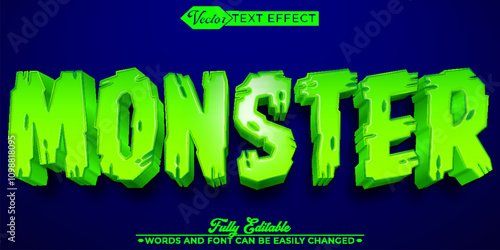 Cartoon Monster Vector Editable Text Effect Template