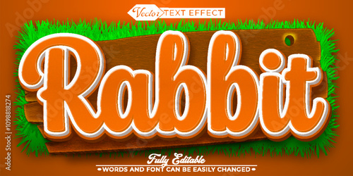 Cartoon Rabbit Vector Editable Text Effect Template