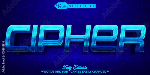 Blue Cipher Code Vector Editable Text Effect Template