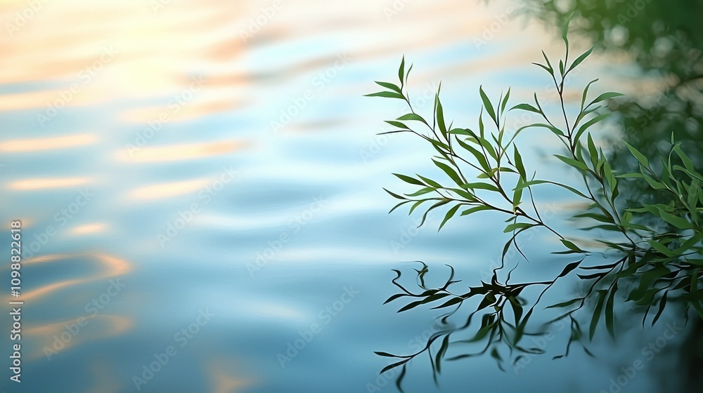 Fototapeta premium Travel adventure captivating landscape of blossoming flowers reflecting in serene water nature's beauty close-up view