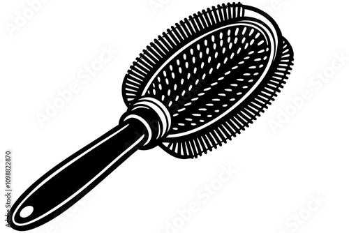 Salon hair brush used for curling and straightening hair isolated on white background vector illustration 