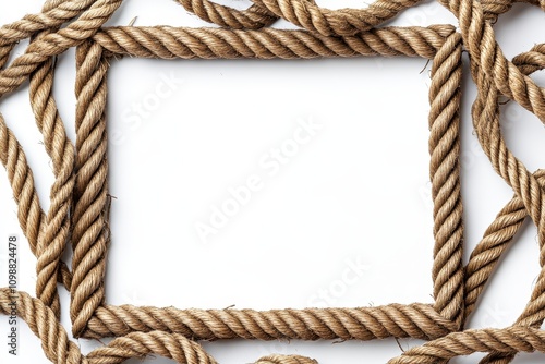 Brown western rope shaped like a frame against a white backdrop photo