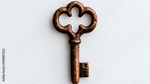 Vintage Skeleton Key on White Background