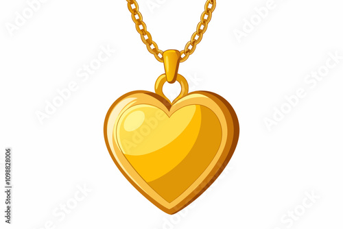 golden pendant in shape of heart on chain isolated vector illustration.svg, golden pendant in shape of heart on chain vector art illustration photo