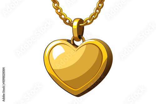 golden pendant in shape of heart on chain isolated vector illustration.svg, golden pendant in shape of heart on chain vector art illustration photo