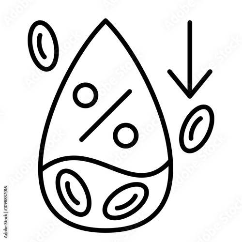 Anemia icon and red blood Cells