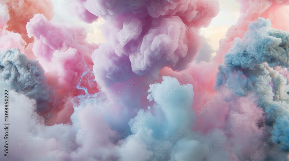 Fototapeta premium Abstract Smoke and Cloud Explosion in Blue Sky with Vintage Texture and Light