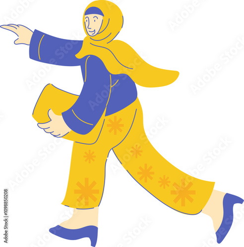 Flat Modern Lined Woman Works Activity