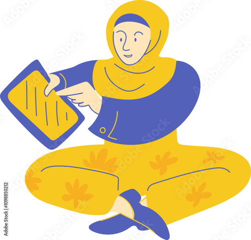 Flat Modern Lined Woman Works Activity
