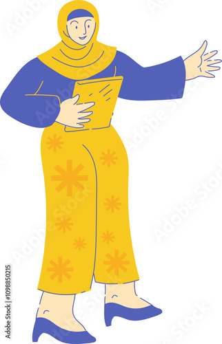 Flat Modern Lined Woman Works Activity