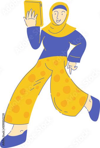Flat Modern Lined Woman Works Activity