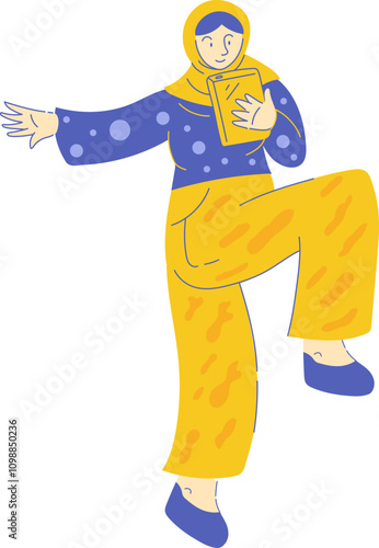 Flat Modern Lined Woman Works Activity