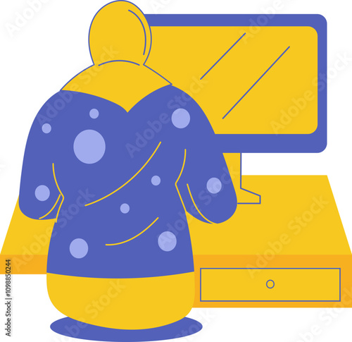 Flat Modern Lined Woman Works Activity