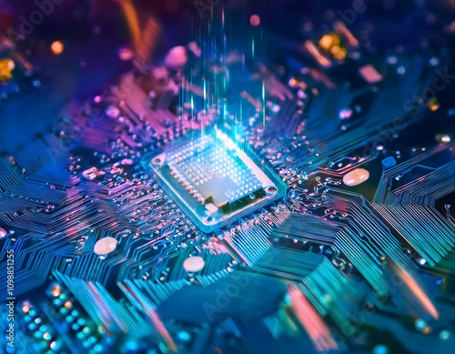 Computer Circuit Board with Central Processing Unit and Data Streams