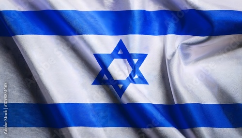 Draped Israeli Flag with Star of David photo