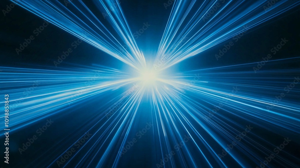 Obraz premium Bright Blue Starburst Rays of Light in Cosmic Design Illustration
