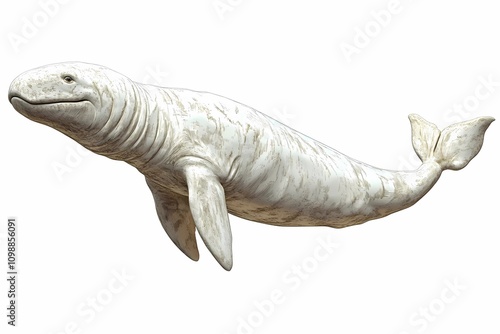 White dugong isolated on white background