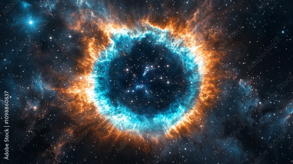 Obraz premium A cosmic nebula designed as a majestic victory crown, set against a star-studded sky, Inspirational style