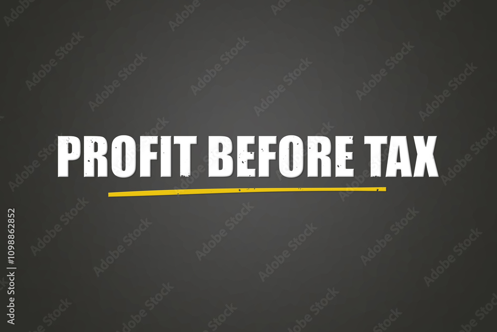 Obraz premium Profit before Tax.. A blackboard with white text. Illustration with grunge text style.