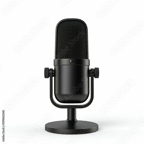 black announcer and podcast microphone