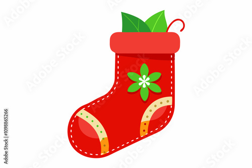 pretty Christmas red embroidered vector illustration photo