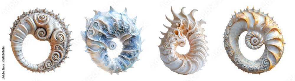 Obraz premium Nautilus Shells on Transparent Background