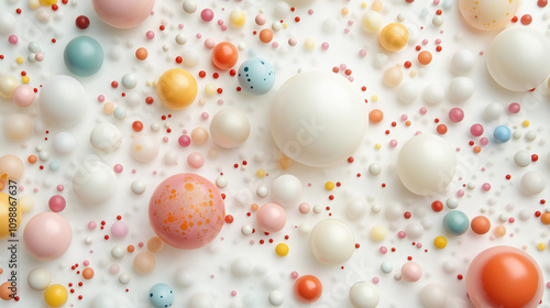 Colorful spheres creating a vibrant and abstract composition on white background