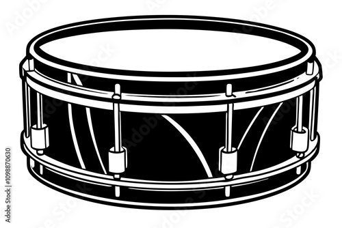 Wooden snare drum isolated over a white background vector illustration